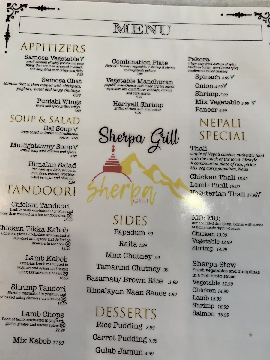 Menu Sherpa Grill 2 Indian Nepali Restaurant-9